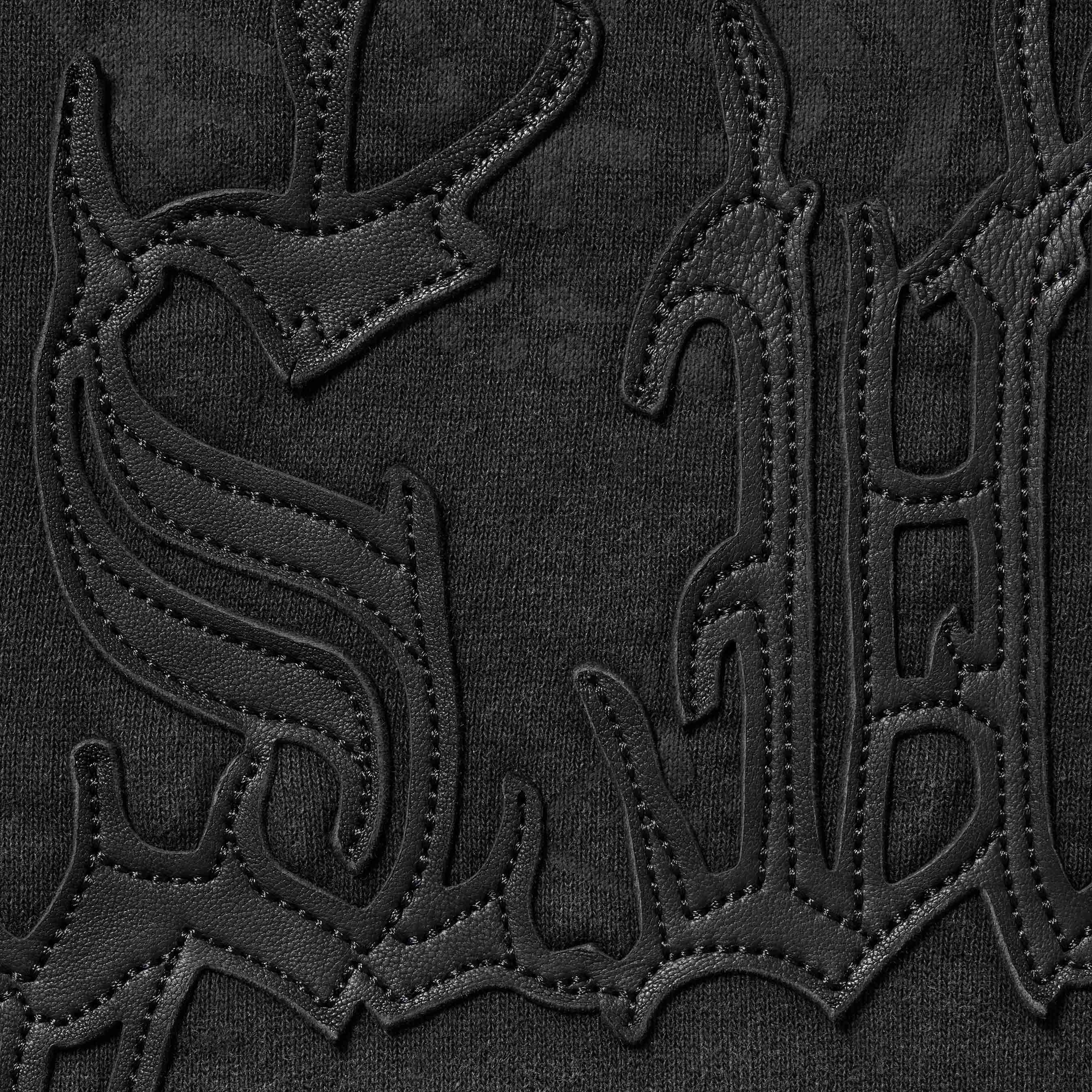 Leather Appliqué Zip Up Hooded Sweatshirt view 9